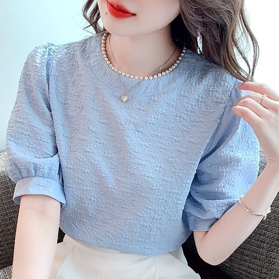 Áo Chiffon Mỏng Tay Ngắn Phồng Thời Trang Mùa Hè 2023 Phong Cách Mới Cho Nữ