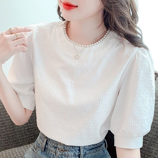 Áo Chiffon Mỏng Tay Ngắn Phồng Thời Trang Mùa Hè 2023 Phong Cách Mới Cho Nữ