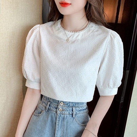 Áo Chiffon Mỏng Tay Ngắn Phồng Thời Trang Mùa Hè 2023 Phong Cách Mới Cho Nữ