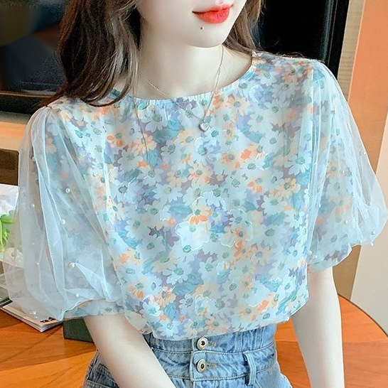 Áo Sơ Mi Chiffon Tay Ngắn In Họa Tiết Hoa Thời Trang Mùa Hè A2N2 Cho Nữ