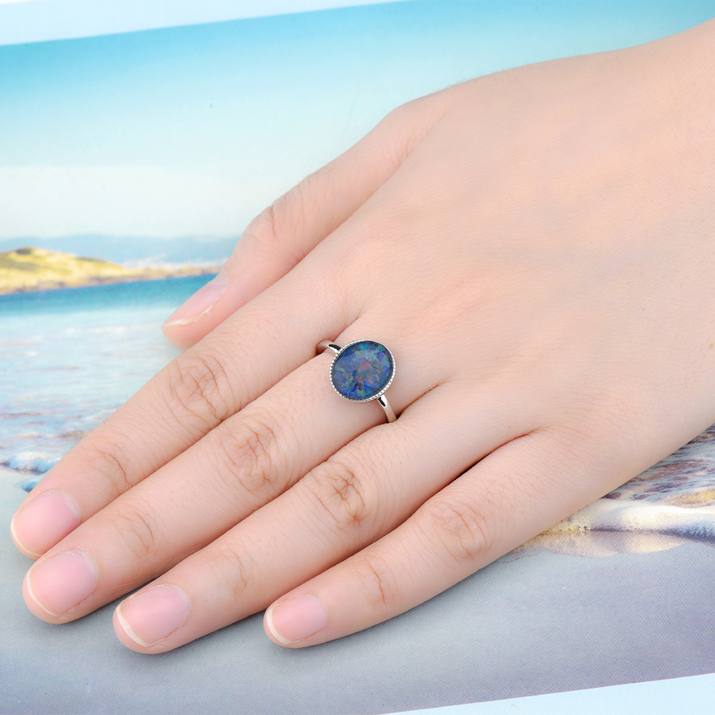 Nhẫn Mạ Bạc 925 Đính Đá Opal 3 Carats Thời Trang Cho Nữ