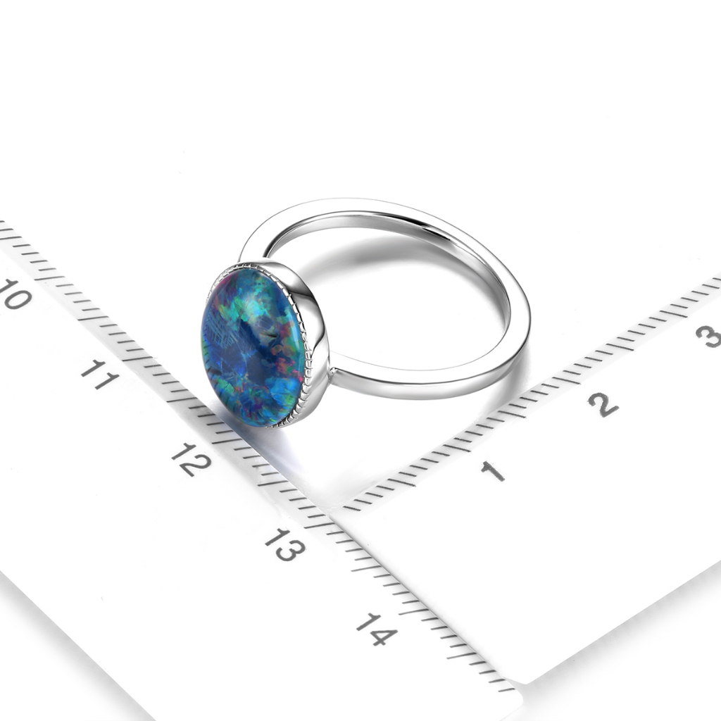 Nhẫn Mạ Bạc 925 Đính Đá Opal 3 Carats Thời Trang Cho Nữ