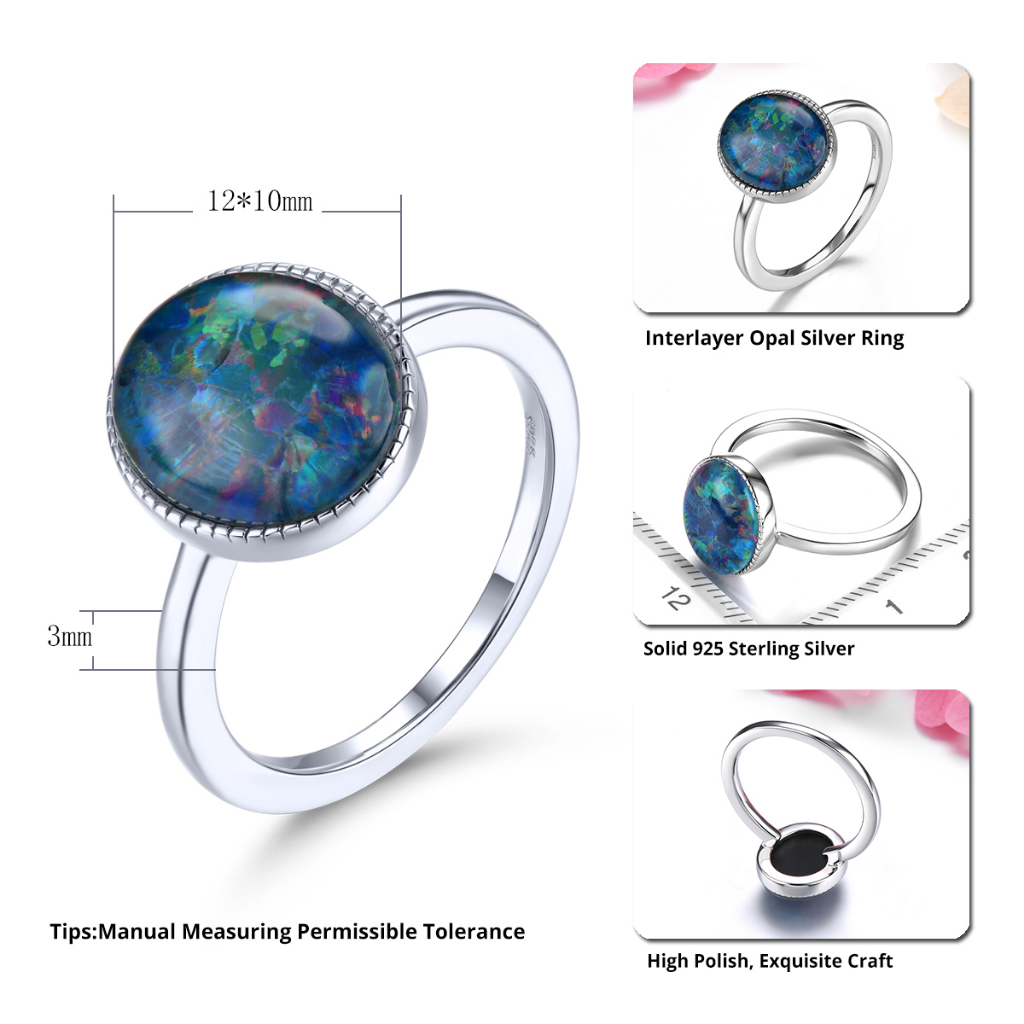 Nhẫn Mạ Bạc 925 Đính Đá Opal 3 Carats Thời Trang Cho Nữ