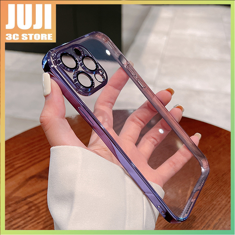 Ốp Điện Thoại Dẻo Trong Suốt Màu Tím Kèm Khung Bảo Vệ Camera Sang Trọng Cho Iphone 14 Pro Max Case 11 Pro Max 12 13 Pro Max
