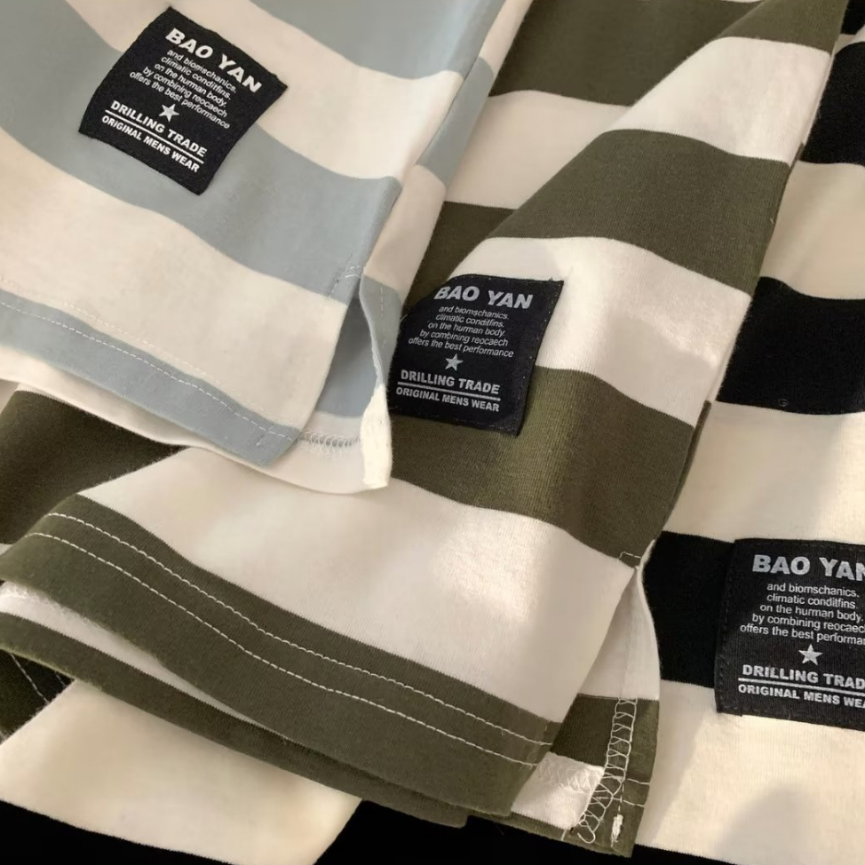 Áo Thun Dáng Rộng Họa Tiết Kẻ Sọc Phong Cách Hàn Quốc Thời Trang Cho Nam