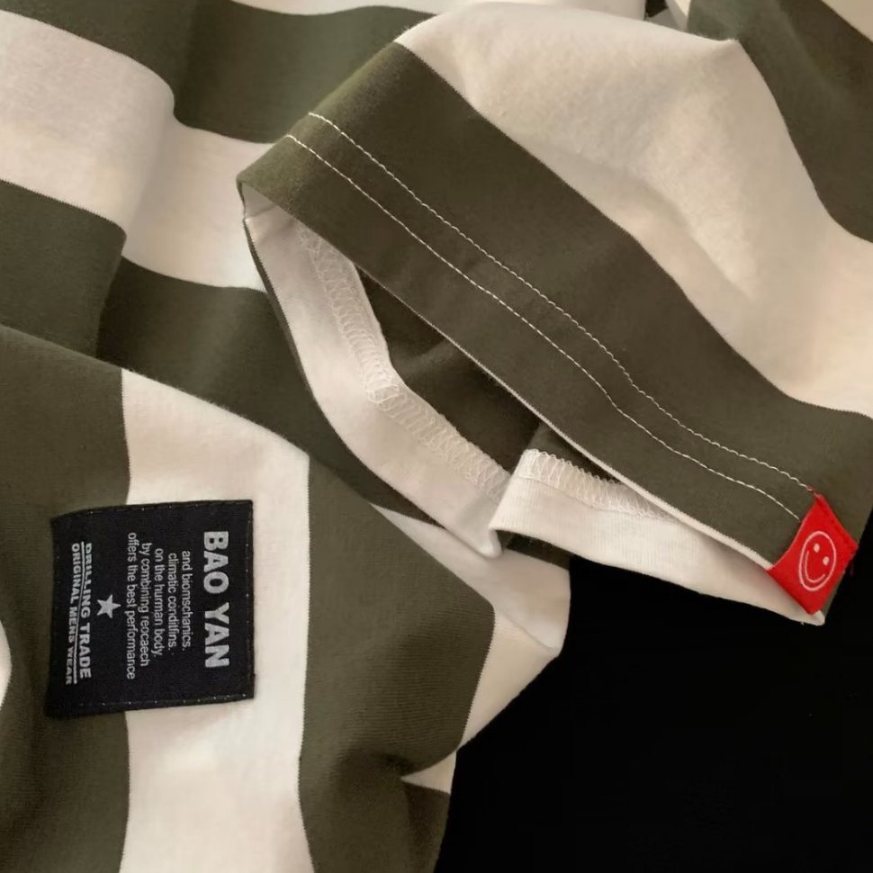 Áo Thun Dáng Rộng Họa Tiết Kẻ Sọc Phong Cách Hàn Quốc Thời Trang Cho Nam