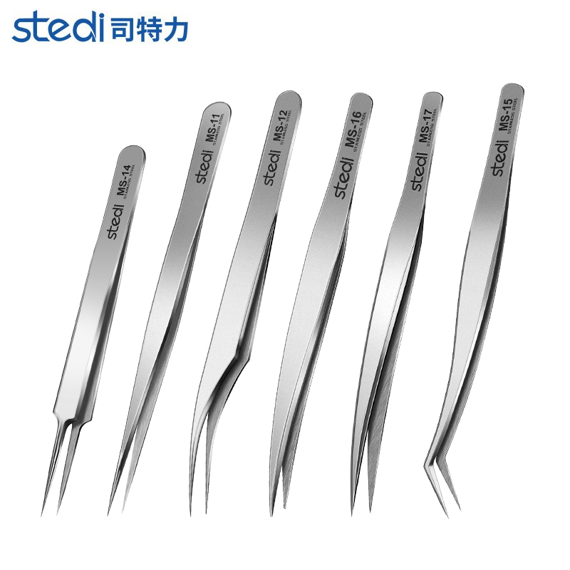 Nhíp thép không gỉ có độ chính xác cao Stedi Độ cứng cao Công cụ kẹp mô hình chống trượt mờ