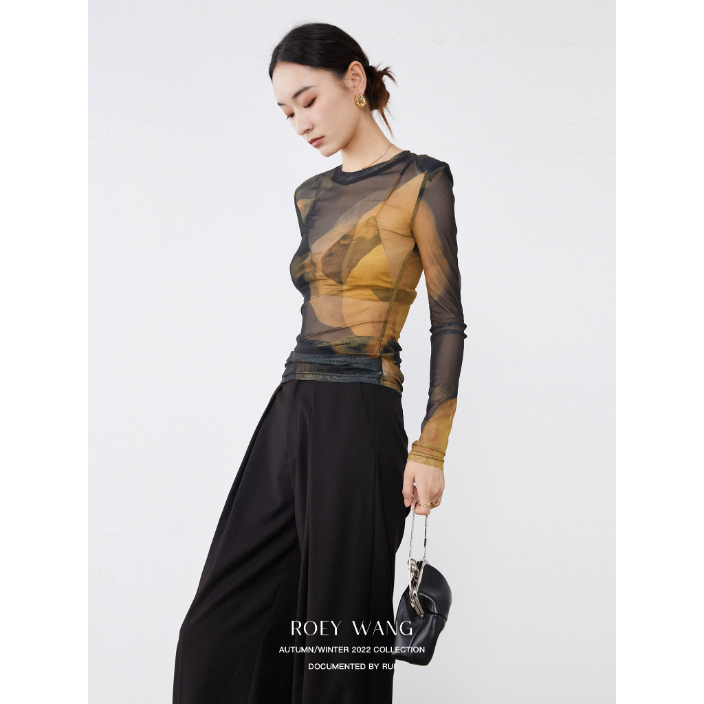 Áo Sơ Mi Dáng Ôm Co Giãn In Họa Tiết Xinh Xắn