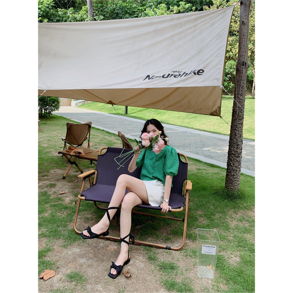 Giày Sandal Hở Ngón Mũi Vuông Thắt Nơ Phong Cách Mới