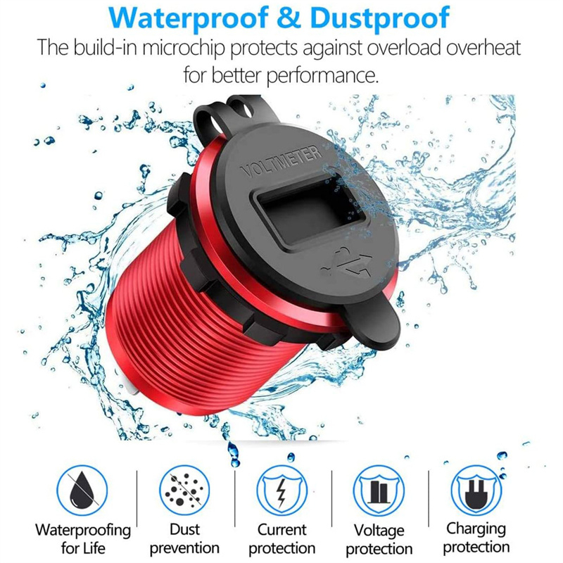 Ổ Cắm Sạc Nhanh 12 / 24V 36W QC3.0 Chống Thấm Nước Cho Xe Hơi