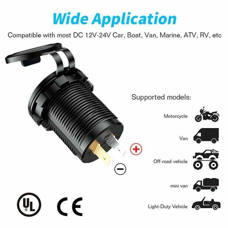 Ổ Cắm Sạc Nhanh 12 / 24V 36W QC3.0 Chống Thấm Nước Cho Xe Hơi