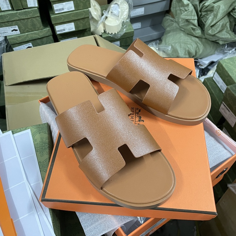 Herms Dép Da Bò Đế Bằng Chống Trượt Thời Trang Mùa Hè Cho Nam