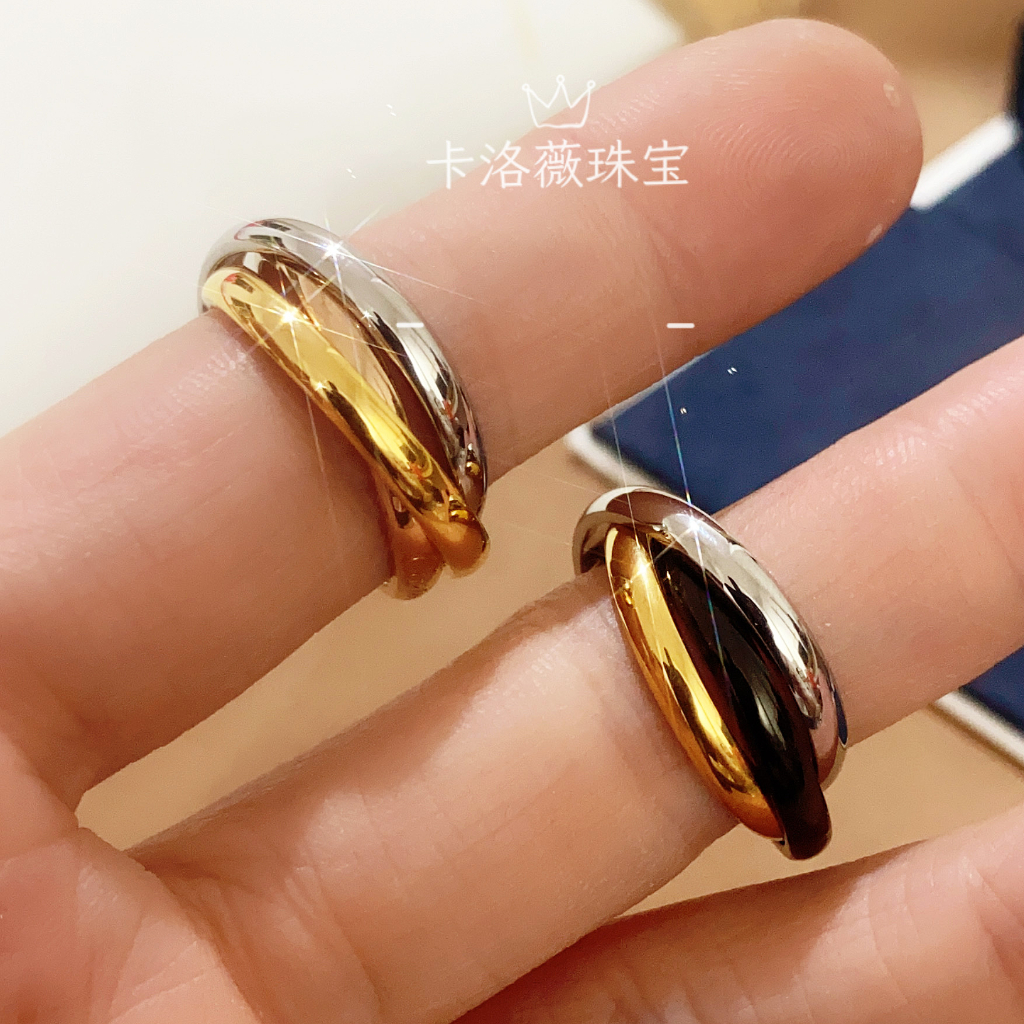 Nhẫn ba màu cổ điển vàng hồng, CNC thép không gỉ, phù hợp cho cả nam và nữ - L316