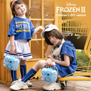 Túi xách đựng tiền xu cho trẻ em Frozen Princess Elsa, ba lô nhỏ đeo chéo một vai DIY cá tính, túi quà tặng trẻ em công chúa | 冰雪奇緣主題女童包