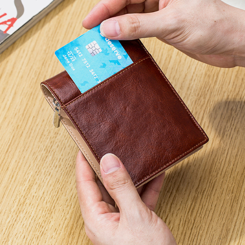 Ví Da Thật Đựng Thẻ Dạng Gập Nhỏ Gọn Thời Trang Cho Nam