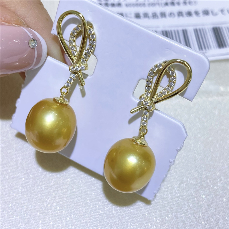 Bông Tai Mạ Bạc 925 Hình Nơ Giá Đỡ