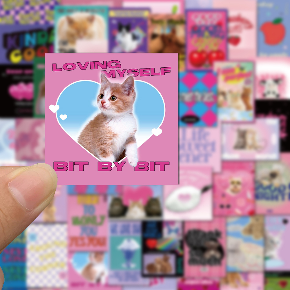 Bộ 65 Miếng Dán Trang Trí Laptop / Điện Thoại Chống Thấm Nước Kiểu Vintage Dễ Thương