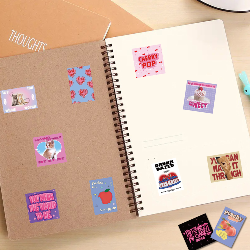 Bộ 65 Miếng Dán Trang Trí Laptop / Điện Thoại Chống Thấm Nước Kiểu Vintage Dễ Thương