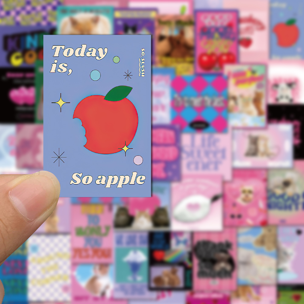 Bộ 65 Miếng Dán Trang Trí Laptop / Điện Thoại Chống Thấm Nước Kiểu Vintage Dễ Thương