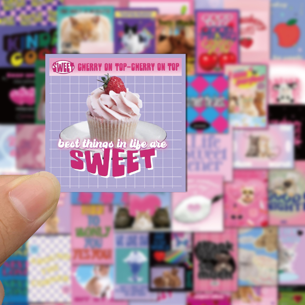 Bộ 65 Miếng Dán Trang Trí Laptop / Điện Thoại Chống Thấm Nước Kiểu Vintage Dễ Thương