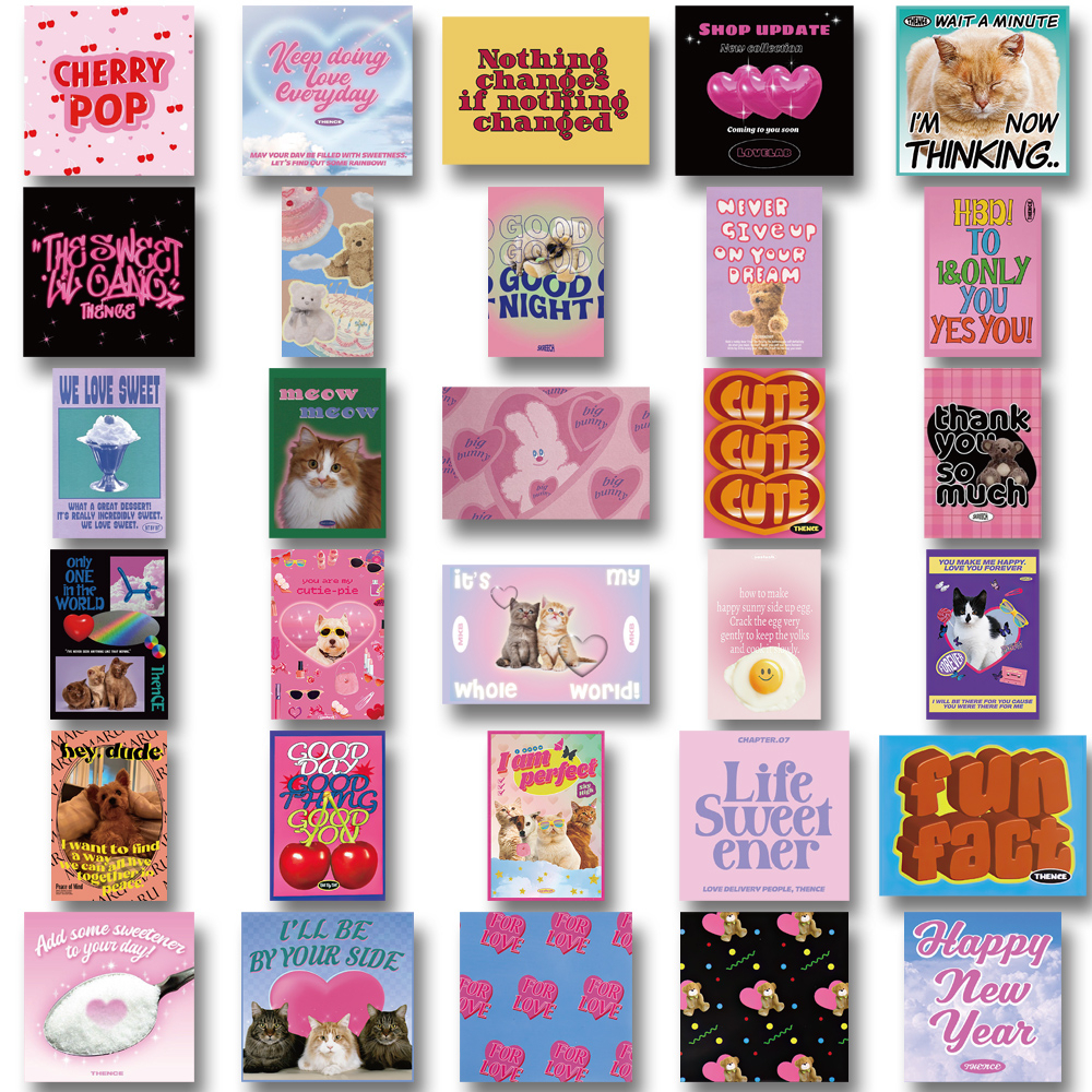 Bộ 65 Miếng Dán Trang Trí Laptop / Điện Thoại Chống Thấm Nước Kiểu Vintage Dễ Thương