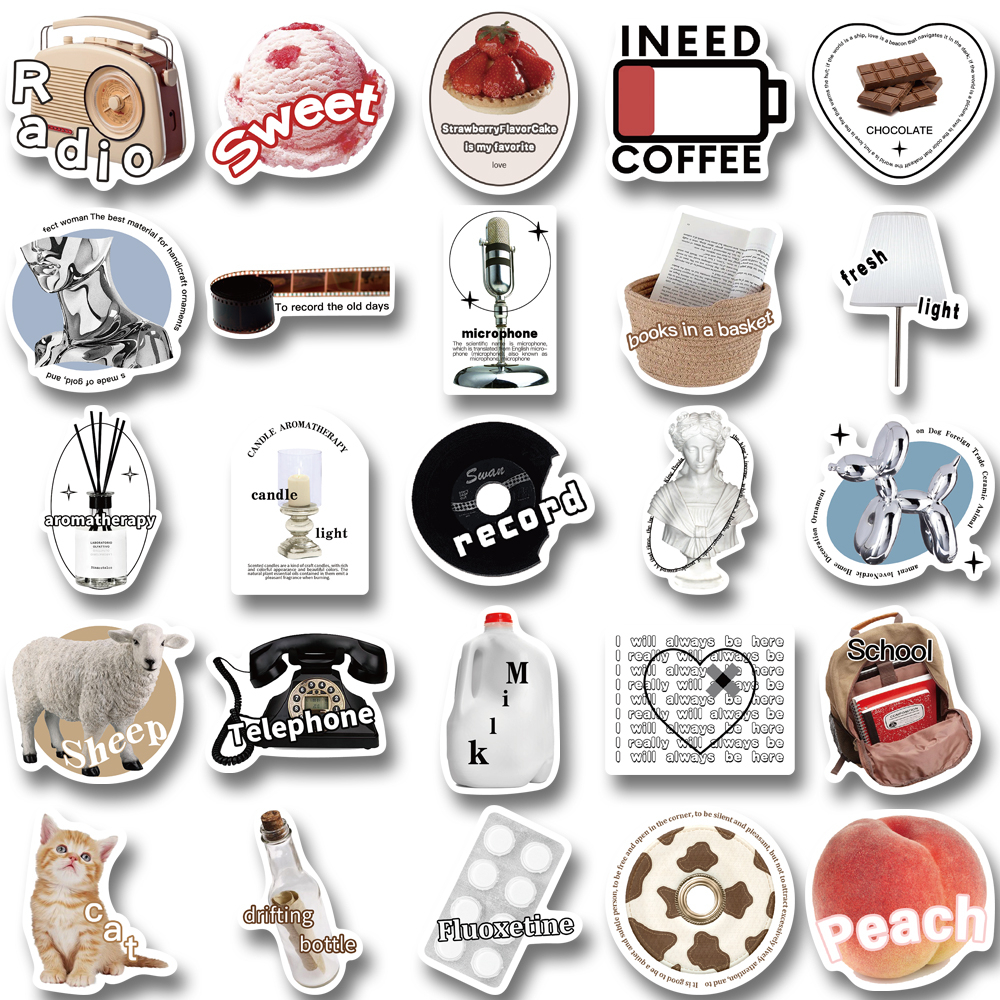 Bộ 55 Miếng Dán Họa Tiết Chống Thấm Nước Dùng Trang Trí laptop / Mũ Bảo Hiểm / Điện Thoại