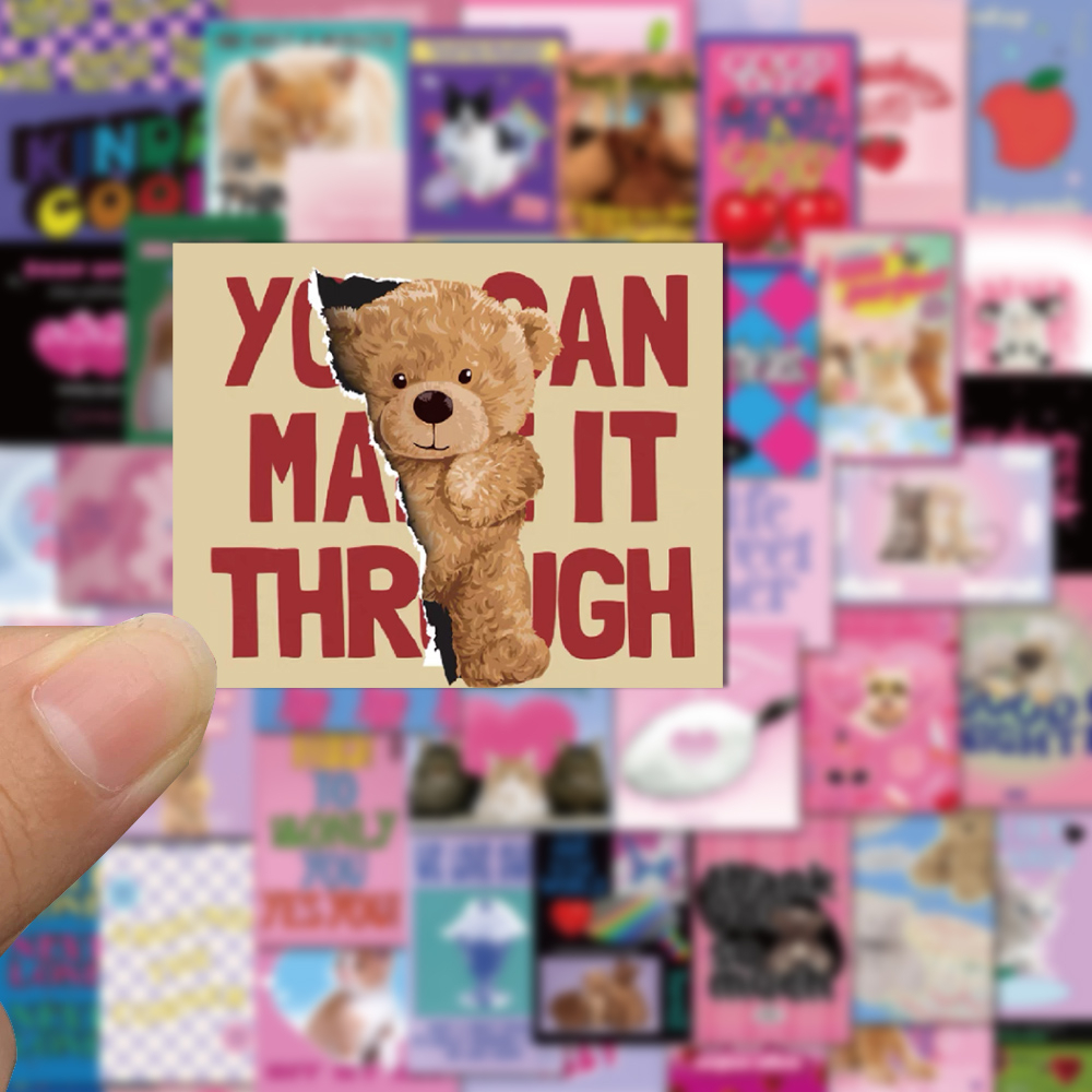 Bộ 65 Miếng Dán Trang Trí Laptop / Điện Thoại Chống Thấm Nước Kiểu Vintage Dễ Thương