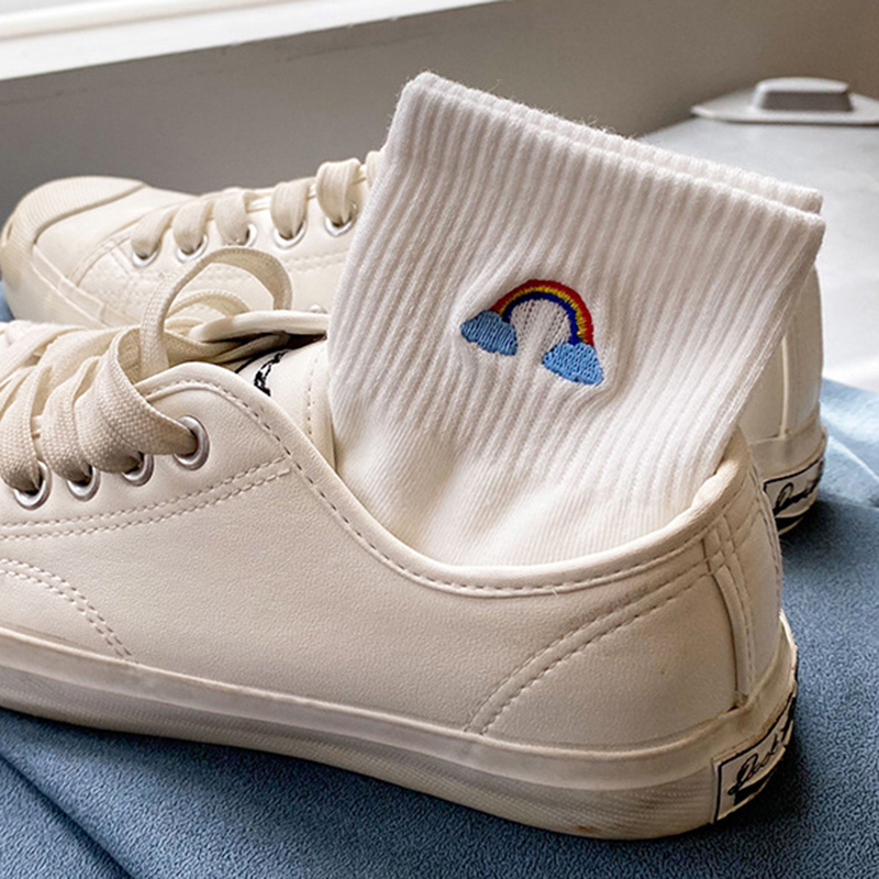 Tất cotton FHYL cổ ngắn khử mùi thoáng khí màu đỏ dễ thương phong cách Hàn Quốc thời trang mùa xuân cho nữ