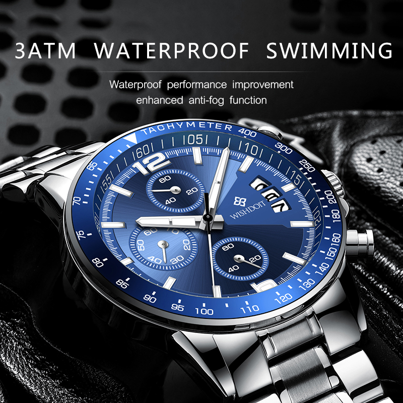 Đồng hồ đeo tay WISHDOIT chính hãng bằng thép không gỉ chống thấm nước thời trang công sở cho nam wsd-002