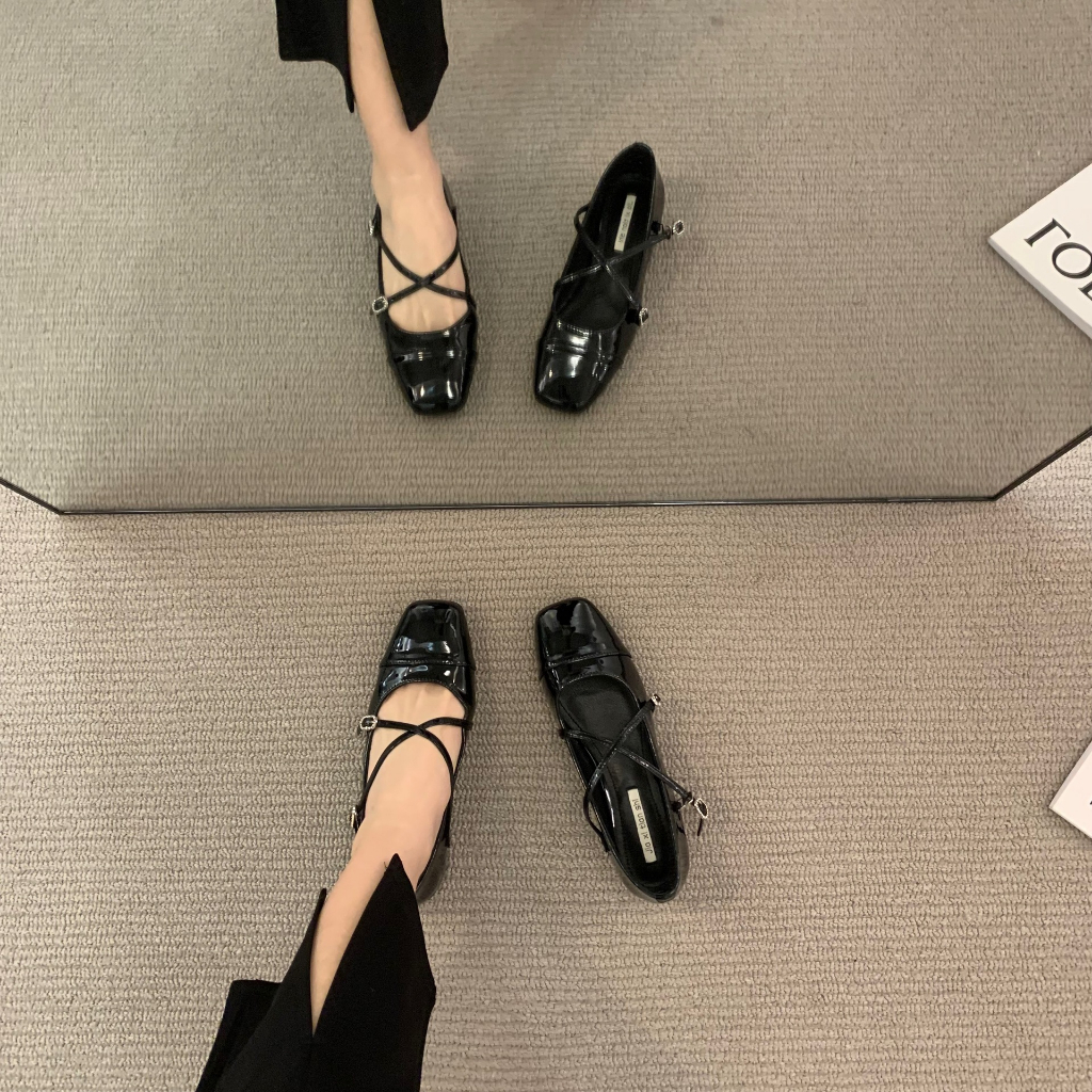 Giày Búp Bê Gót Dày Mũi Vuông Thiết Kế Mới Cao Cấp Thời Trang Mùa Xuân Dành Cho Nữ