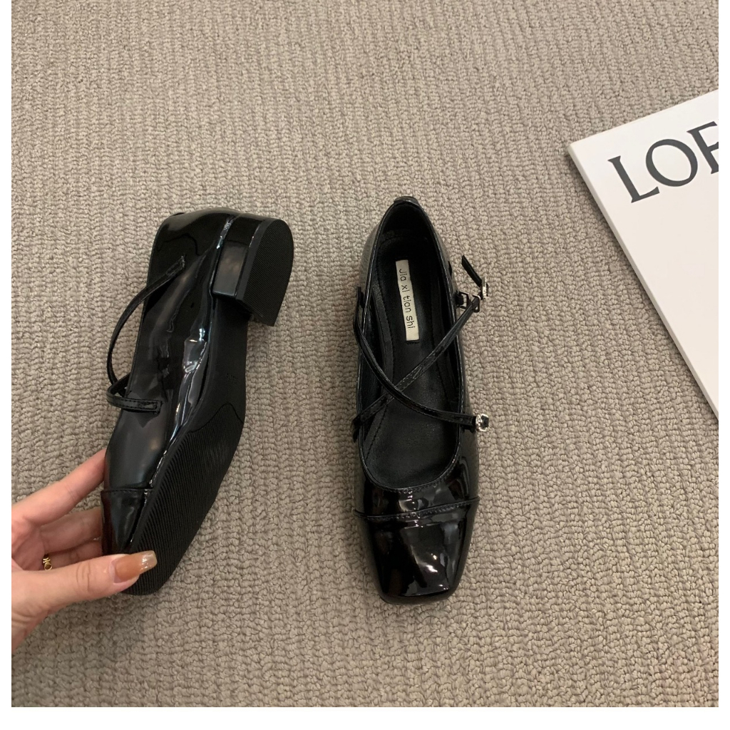 Giày Búp Bê Gót Dày Mũi Vuông Thiết Kế Mới Cao Cấp Thời Trang Mùa Xuân Dành Cho Nữ