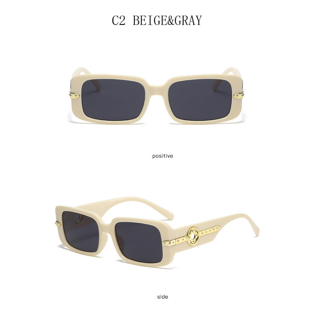 Kính Mát Hình Chữ Nhật Chống Bức Xạ Phong Cách Retro Thời Trang Cho Nữ