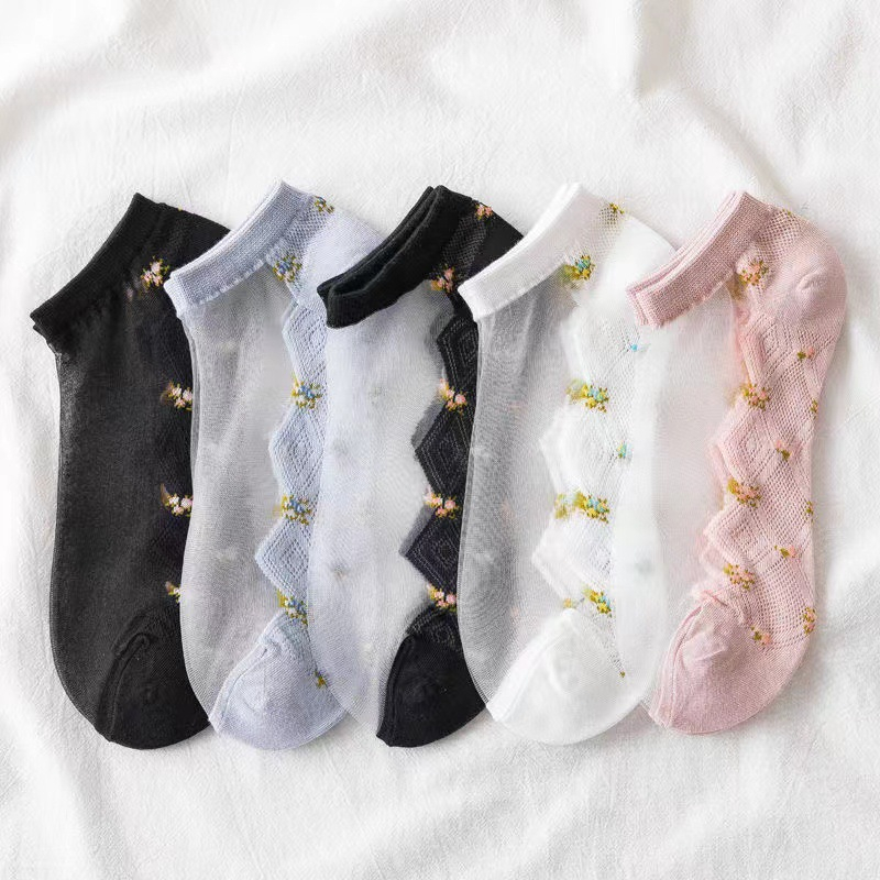 Set 2 Đôi Vớ cotton Pha Lê Thủy Tinh Mỏng Thoáng Khí Thời Trang Xuân Hè Nhật Bản Mới Cho Nữ
