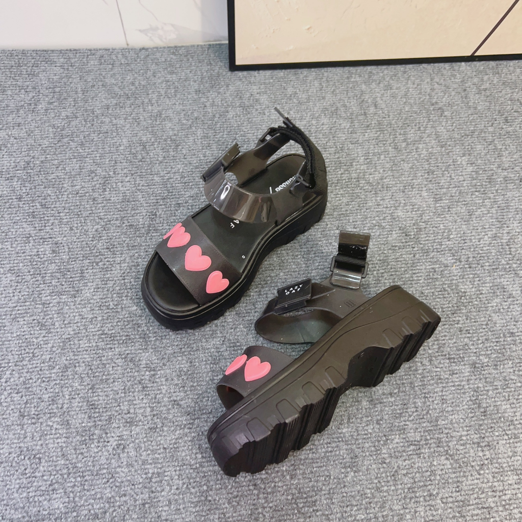 Sandal Melissa Đế Mềm Họa Tiết Gợn Sóng Phong Cách Retro Thời Trang Cho Nữ