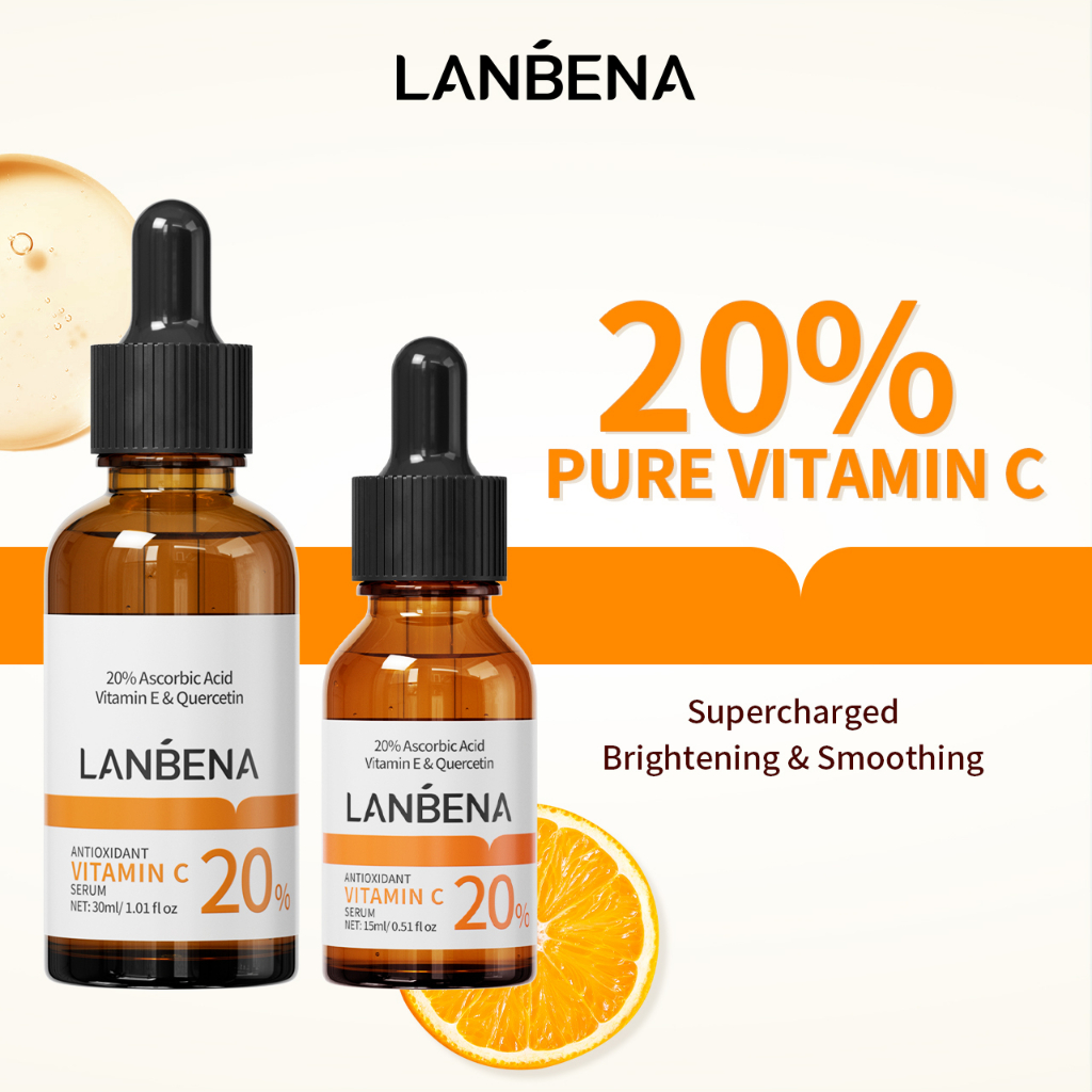 Lanbena Pure Vitamin C Serum 20% Serum Trắng Da Serum Sáng Da Giảm đốm đen Da (15ml/30ml)