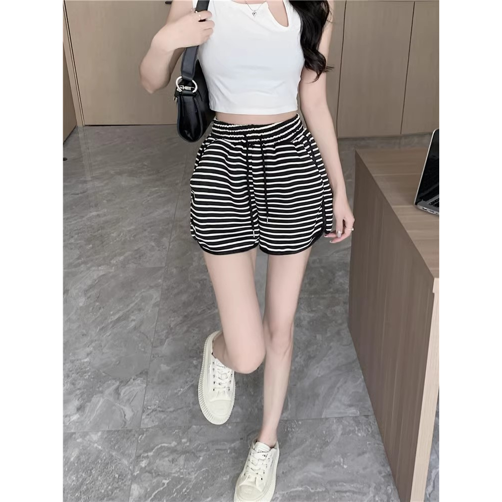 Xiaozhainv Quần Short Thể Thao Ống Rộng Kẻ Sọc Thời Trang Mùa Hè Cho Nữ