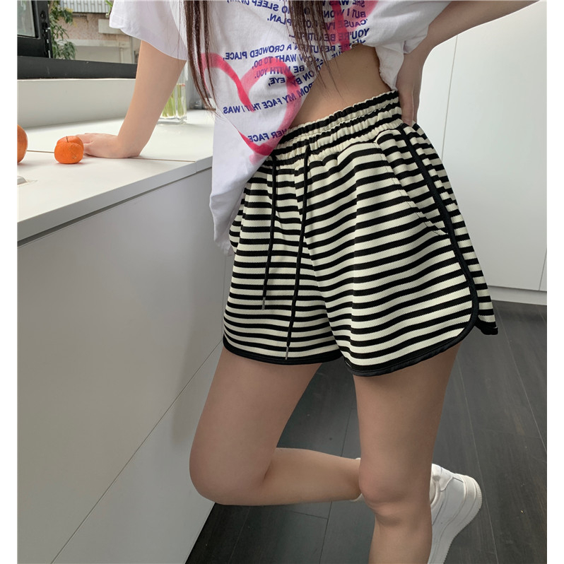 Xiaozhainv Quần Short Thể Thao Ống Rộng Kẻ Sọc Thời Trang Mùa Hè Cho Nữ