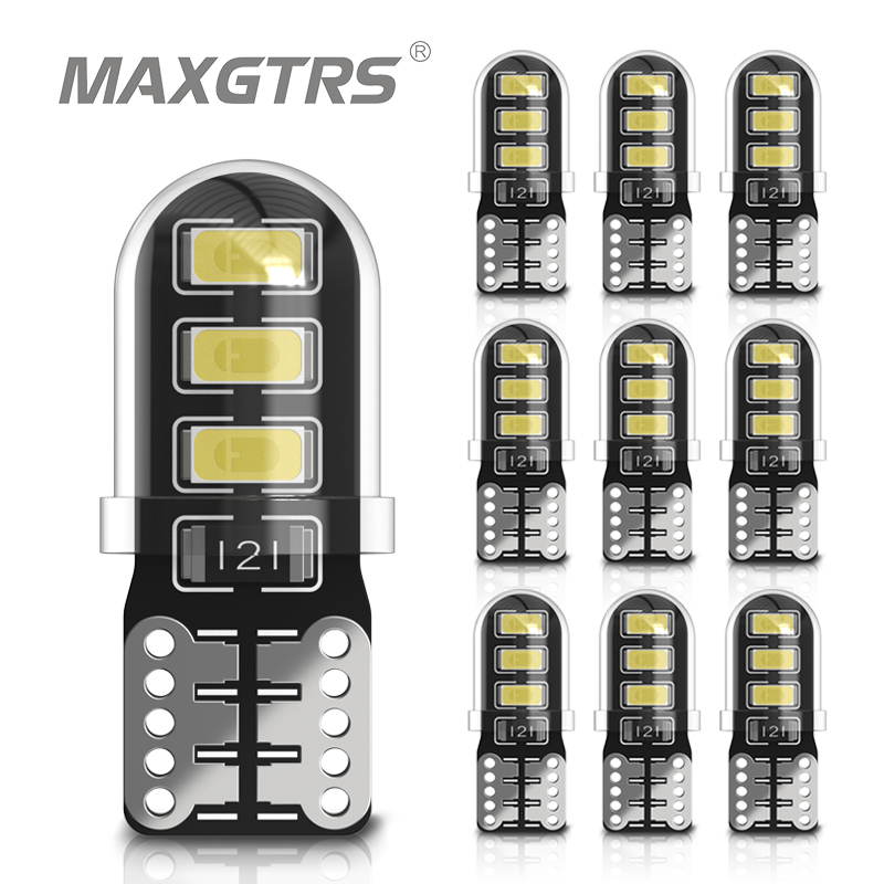 Set 10 Đèn LED MAXGTRS 2835 Chip T10 W5W 15W 194 168 Cao Cấp Cho Xe Ô Tô