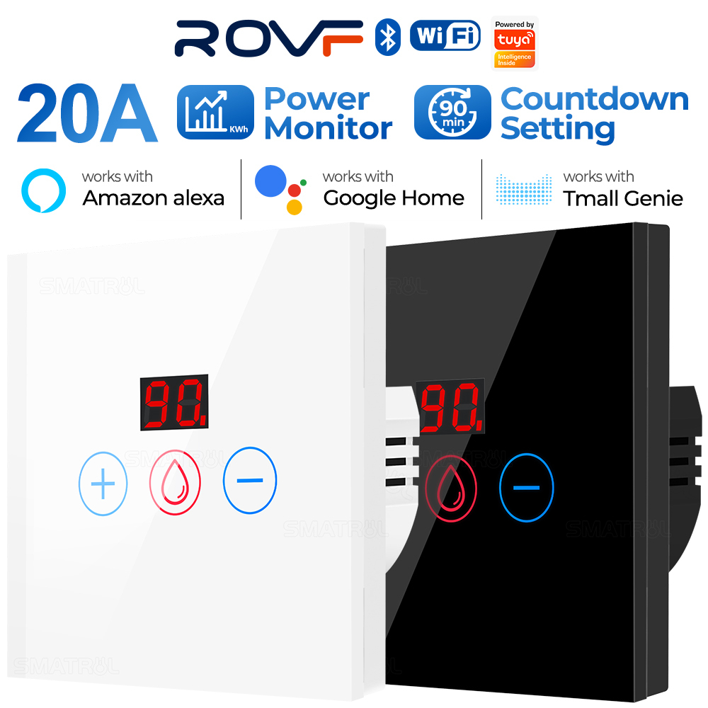 Công tắc điều khiển nhiệt độ nước ROVF 4400W 20A có hẹn giờ 10-90 phút