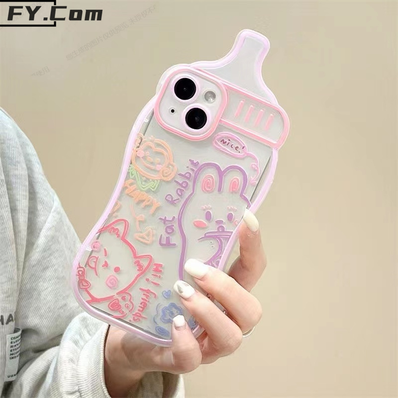 Ốp Điện Thoại Silicone Mềm Hình Bình Sữa 3D Cho iPhone 14 14 Pro 13 12 Pro Max 11 X XR XS Max 7 + 8 +