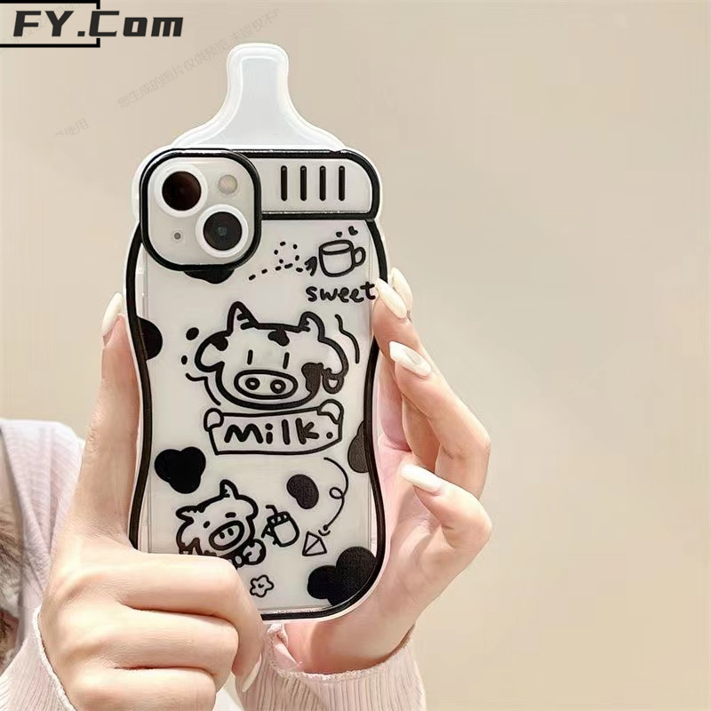Ốp Điện Thoại Silicone Mềm Hình Bình Sữa 3D Cho iPhone 14 14 Pro 13 12 Pro Max 11 X XR XS Max 7 + 8 +
