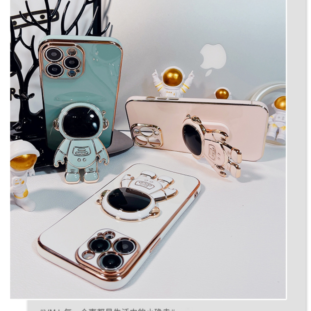 ốp lưng Giá đỡ phi hành gia mạ vàng sang trọng Giá đỡ tích hợp Vỏ mềm Tương thích với Cho VIVO S16 PRO / V27 PRO S16E / V27E S15 PRO / V25PRO S15E S12 PRO / V23 PRO Ốp silicon TPU màu trơn đơn giản case