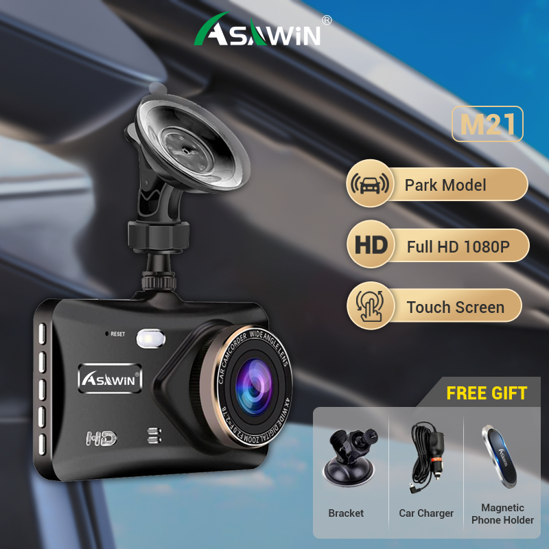 Camera hành trình ASAWIN M21 màn hình cảm ứng 4 in IPS 1080P trước và sau tầm nhìn xa cho ô tô