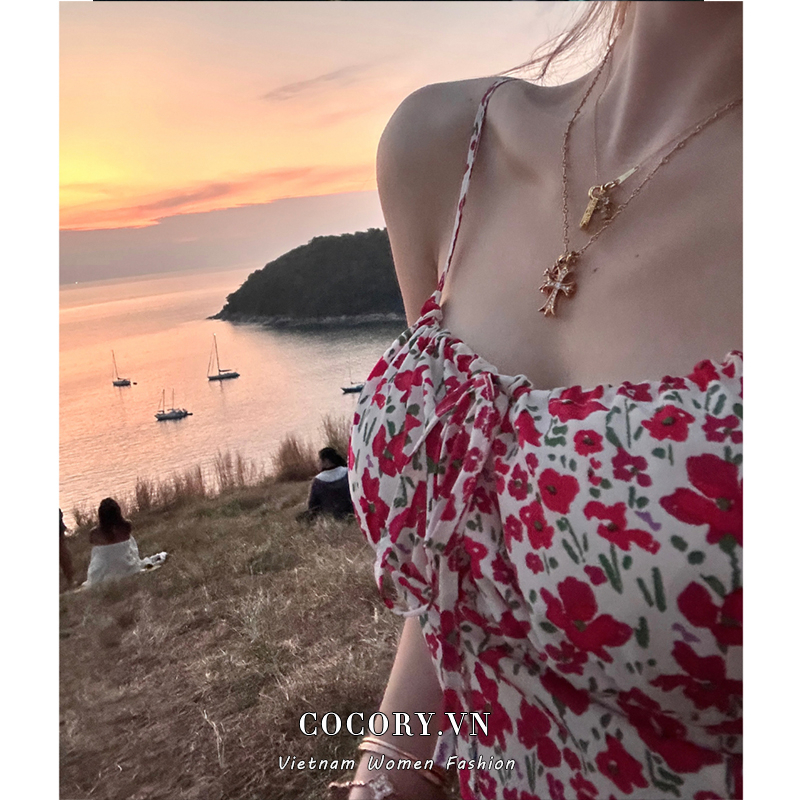 Áo Croptop Sát Nách Hoạ Tiết Hoa Thiết Kế Hợp Thời Trang