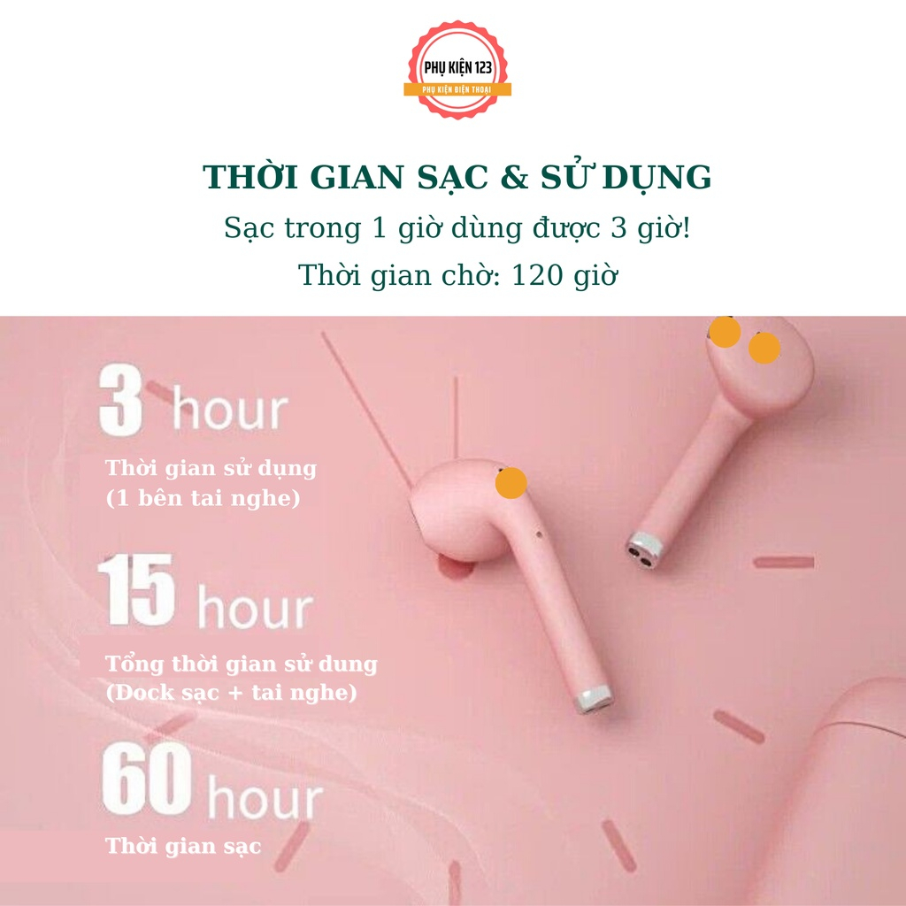 Tai Nghe bluetooth Không Dây i12 TWS Có Nút Cảm Ứng Âm Thanh HIFI Kèm mic Nói