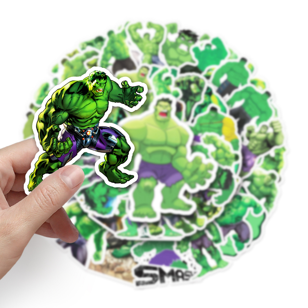 Bộ 50 Miếng Dán Trang Trí Xe Hơi Chống Thấm Nước Hình Marvel Hulk DIY