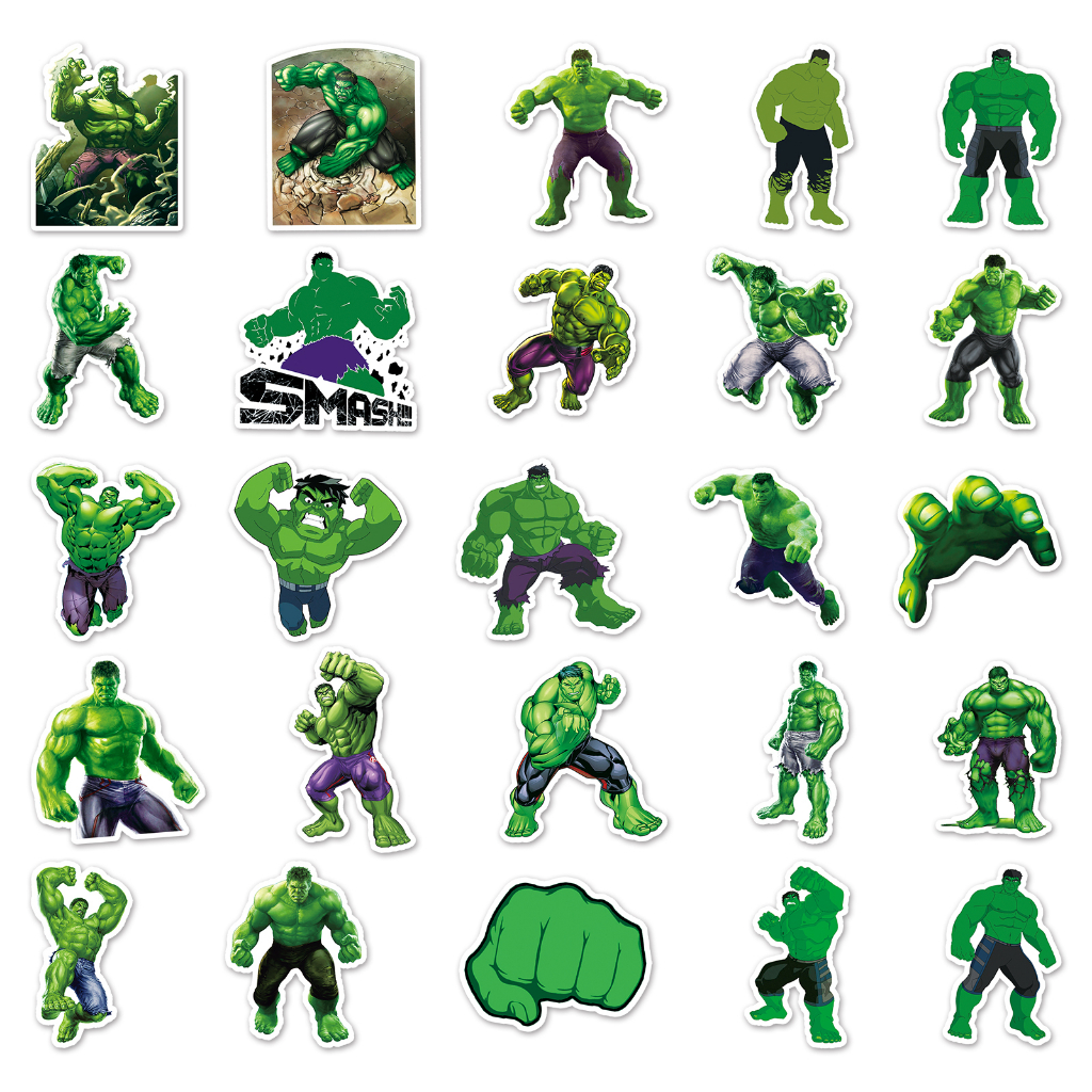 Bộ 50 Miếng Dán Trang Trí Xe Hơi Chống Thấm Nước Hình Marvel Hulk DIY