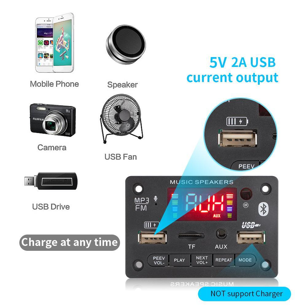 Bảng Mạch Khuếch Đại Âm Thanh MP3 Bluetooth Không Dây DC 5V-20V 2x40W Sạc Xe Hơi
