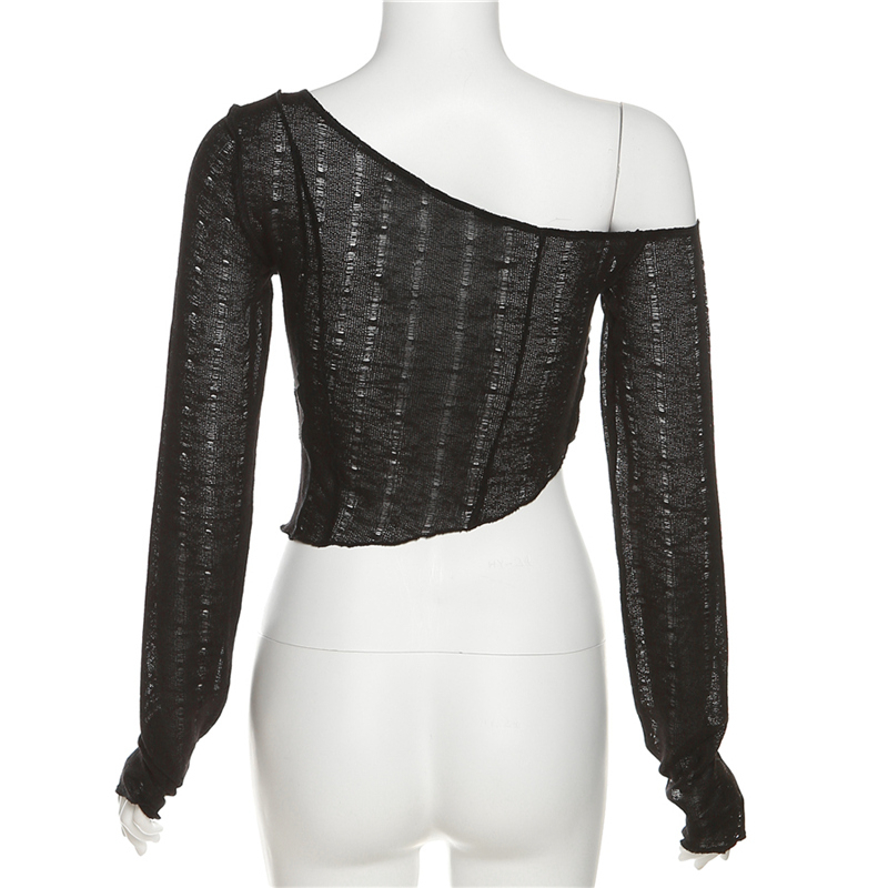 Weird Puss Áo Kiểu Trễ Vai Tay Dài Màu Trơn Đơn Giản Quyến Rũ Thời Trang Mùa Hè Cho Nữ