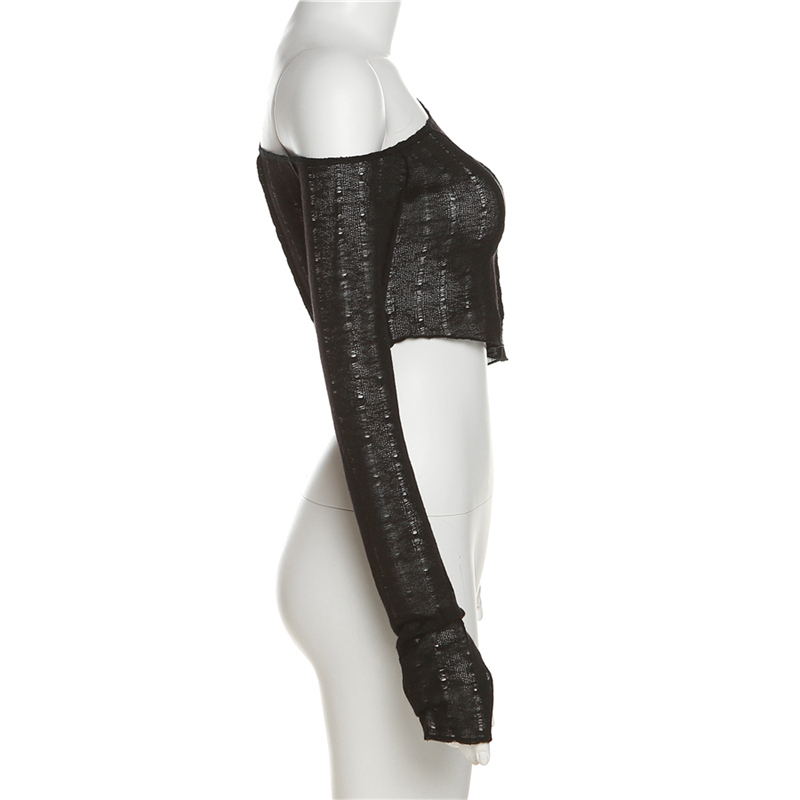 Weird Puss Áo Kiểu Trễ Vai Tay Dài Màu Trơn Đơn Giản Quyến Rũ Thời Trang Mùa Hè Cho Nữ